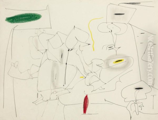 Study For Delicate Game Oil Painting by Arshile Gorky