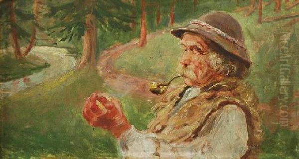 Goral Z Fajka Oil Painting by Stanislaw Gorski
