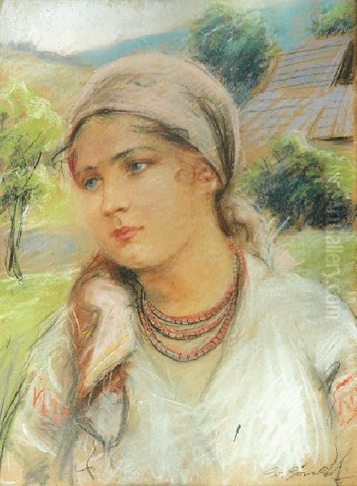 Goralka Oil Painting by Stanislaw Gorski