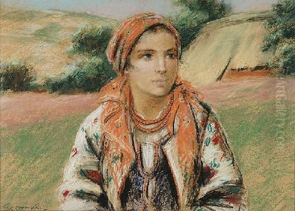 Goralka Oil Painting by Stanislaw Gorski