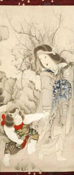 Crazy Old Woman And Kintoki Oil Painting by Hotei Gosei