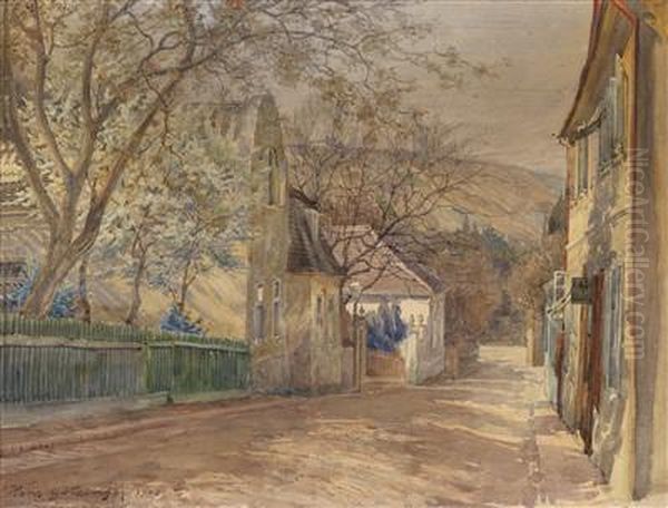 The House Of Therese Krones In Heiligenstadt Oil Painting by Hans Gotzinger