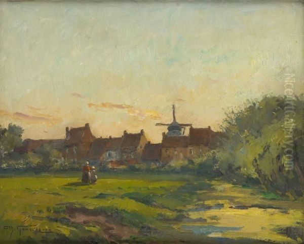 Fin D'un Jour D'ete Oil Painting by Charles Gouweloos