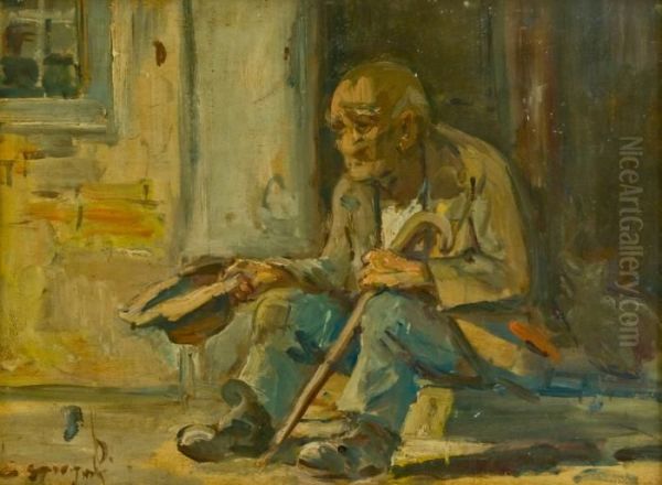 Mendicante Oil Painting by Ovidio Gragnoli