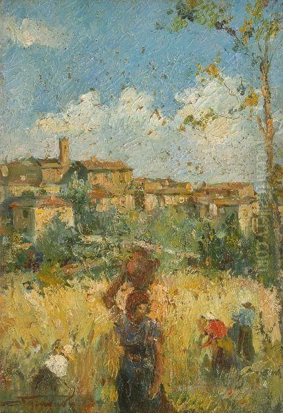 Contadini Nei Campi Oil Painting by Ovidio Gragnoli