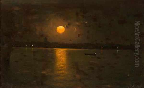 Marina Nocturna Oil Painting by Luis Graner Arrufi