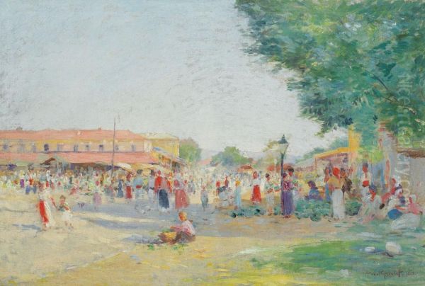 Targ La Golesti Oil Painting by Nicolae Grant