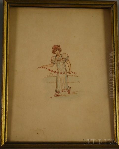 Portrait Of A Young Woman With A Flower Garland Oil Painting by Kate Greenaway