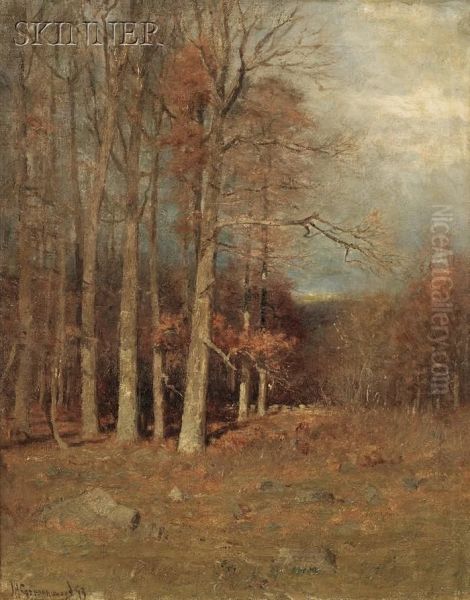 Trees In Autumn Oil Painting by Joseph H. Greenwood