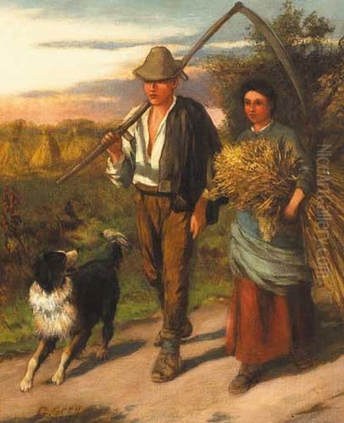 A Golden Harvest Oil Painting by Gregor Grey