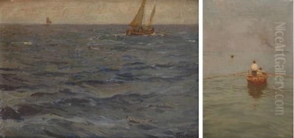 Rowing Back To Shoretrieste Oil Painting by Guido Grimani