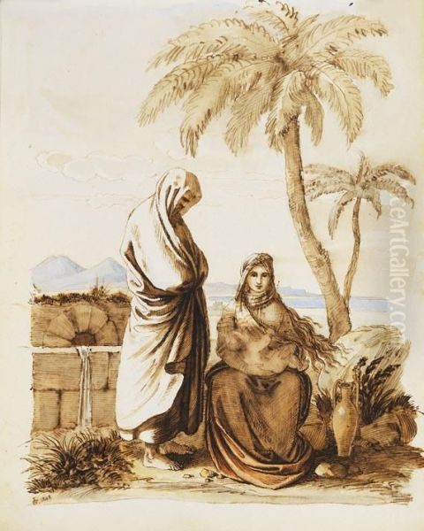 Ruhe Auf Der Flucht Oil Painting by Ludwig Emil Grimm