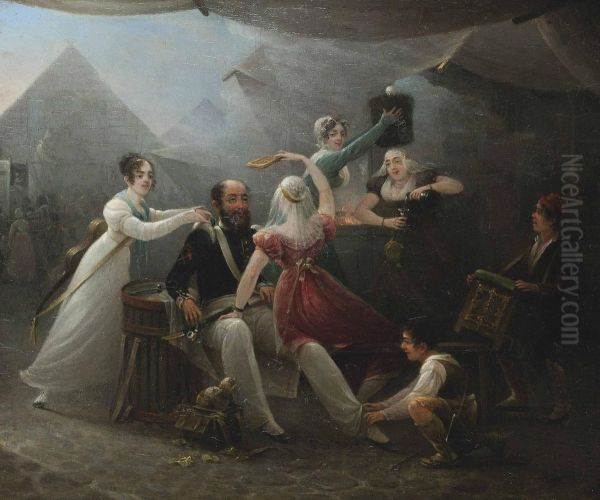 Pampering An Officer At The Fair Oil Painting by Petrus Groenia