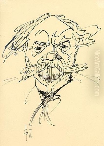 Caricature Oil Painting by Josef Grois
