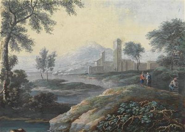 Southern Landscape With Travellers Oil Painting by Norberta Grund