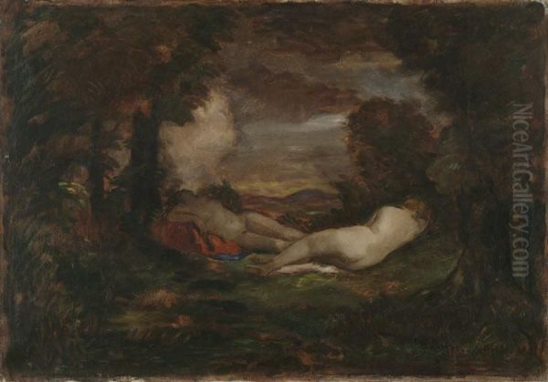 Hommage A Courbet Oil Painting by Jakob Grunenwald