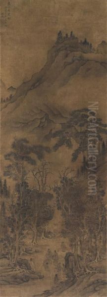 Brewing Tea In The Mountain Oil Painting by Qian Gu