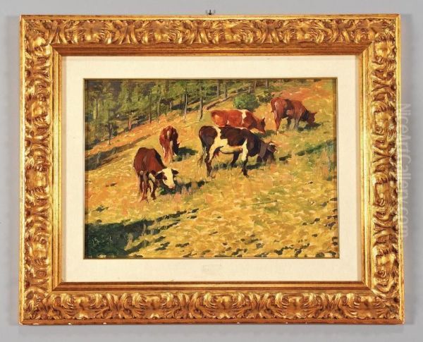 Pascolo In Alta Montagna Oil Painting by Giovanni Guarlotti