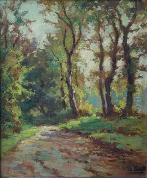 Allee De Sous-bois. Oil Painting by Louis Marius Gueit