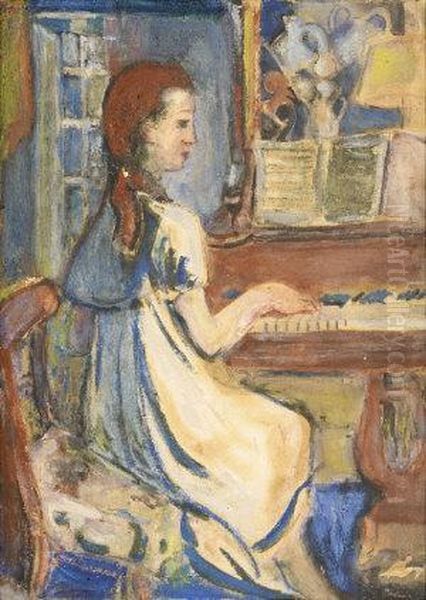 At The Piano Oil Painting by May Guinness