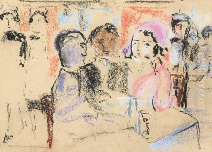 Cafe En Montmarte Oil Painting by May Guinness