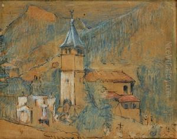 Kostolik Pod Horami Oil Painting by Edmund Gwerk