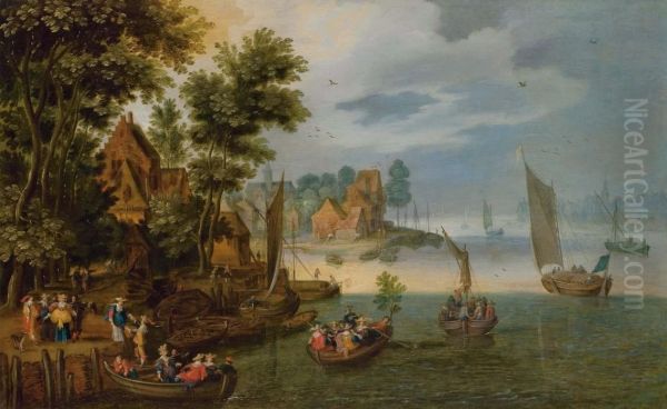 Paysage Fluvial Oil Painting by Pieter Gysels
