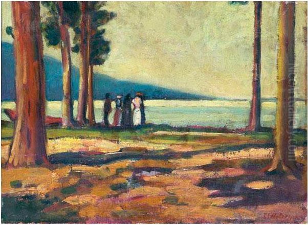 Au Bord Du Lac Oil Painting by Ferdinand Gabriel E. Haberjahn