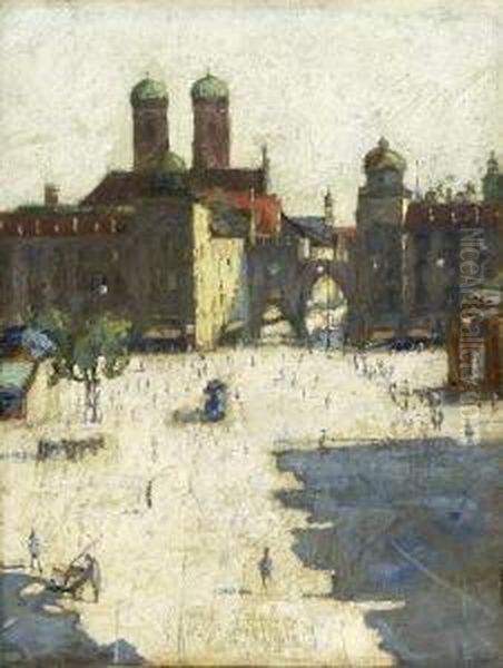 Munchen - Karlsplatz Mit
 Karlstor Oil Painting by Rudolf Hafner