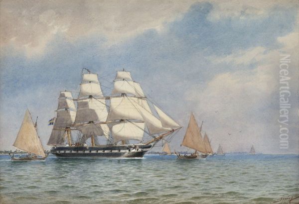 Vanadis Under Insegling Till On Jaluit I Soderhavet Oil Painting by Jakob Hagg