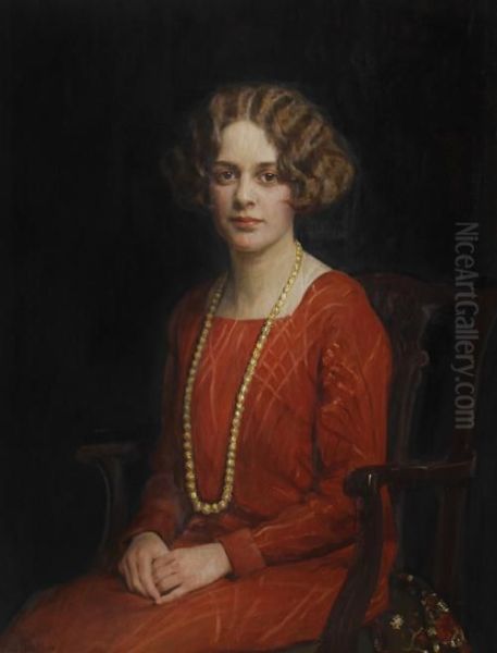 Portrait Of Joyce Mary Jacobsen Oil Painting by Maud Hall-Neale