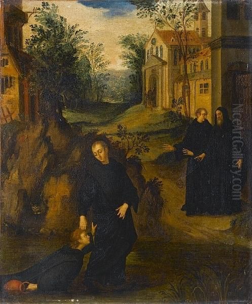 Saints Maurus And Placidus Oil Painting by Gilles Hallet