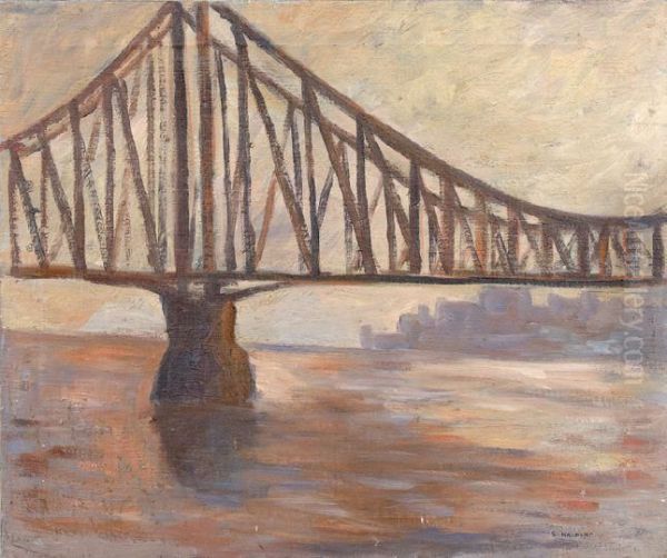 New York City Bridge Oil Painting by Samuel Halpert
