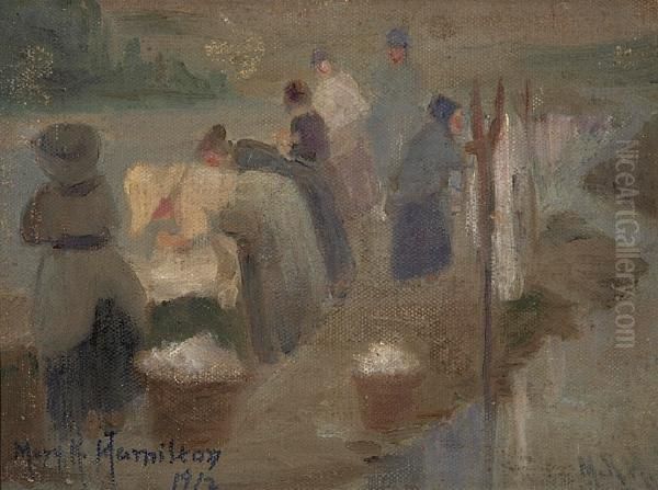 Wash Day Oil Painting by Mary Riter Hamilton