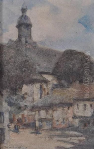Village Street Scene Oil Painting by William Lee Hankey