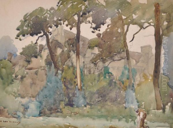 Gardener Beside A Country House Oil Painting by William Lee Hankey