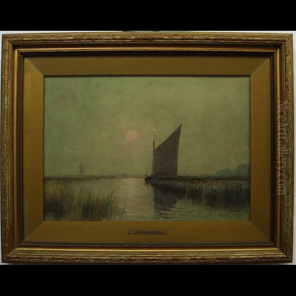 Evening Approaching Oil Painting by Charles E. Hannaford