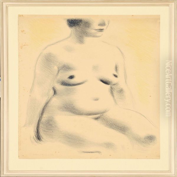 Female Model Oil Painting by Sikker Aage Hansen