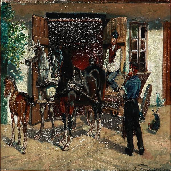 Hos Smeden Oil Painting by Karl Frederik Hansen-Reistrup