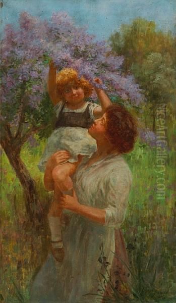 Lilac Time Oil Painting by Charles G. Hards