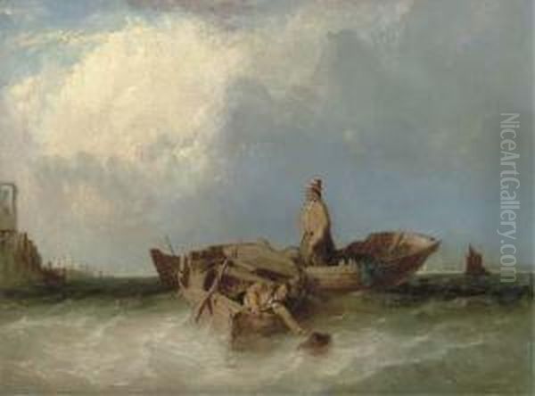 A Fresh Breeze: Scene On The British Coast Oil Painting by William Noble Hardwick