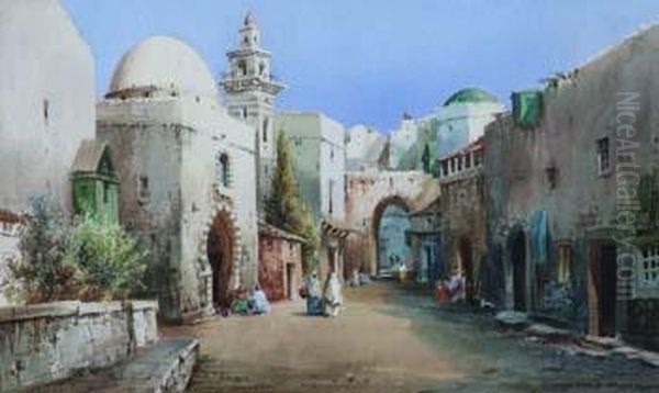 Algerian Street Scene Oil Painting by Cyril Hardy