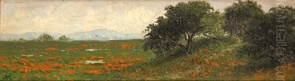 California Oaks And Wildflowers Oil Painting by Annie Lyle Harmon
