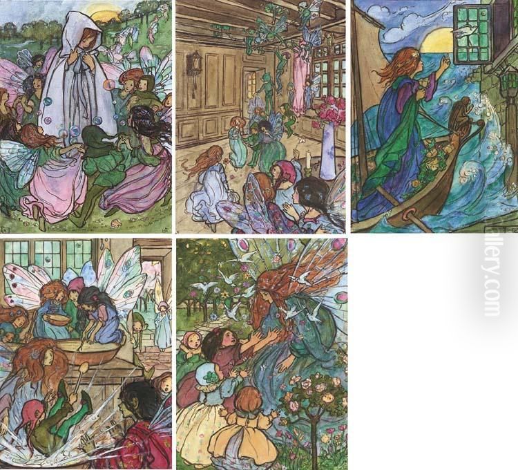 Illustrations For In The Fairy Ring (five Illustrated) Oil Painting by Emma Florence Harrison