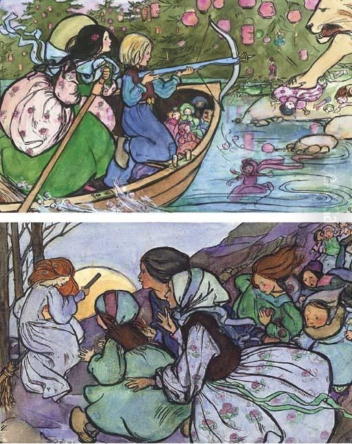 Front Cover Design And Illustrations For The Rhyme Of A Run (twoillustrated) Oil Painting by Emma Florence Harrison
