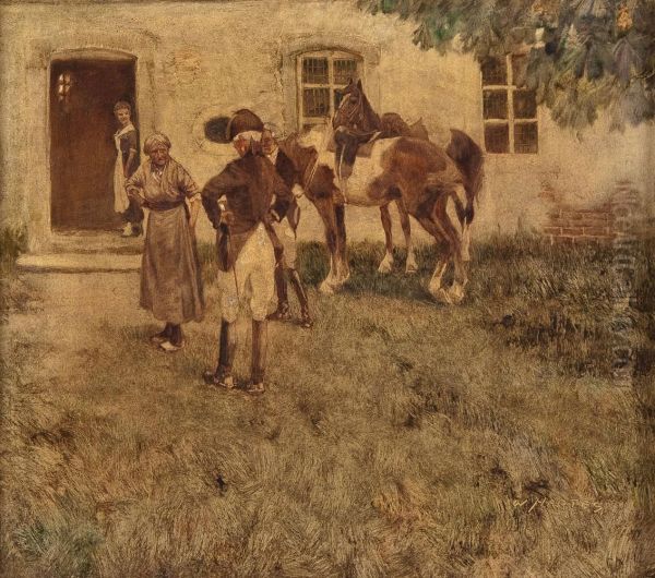Der Besuch Oil Painting by Wilhelm Hartes