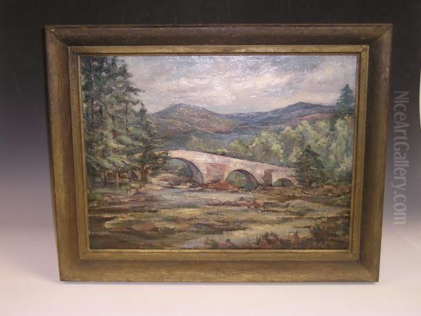The Old Bridge On The Dee,aberdeenshire Oil Painting by Peter Alexander Hay