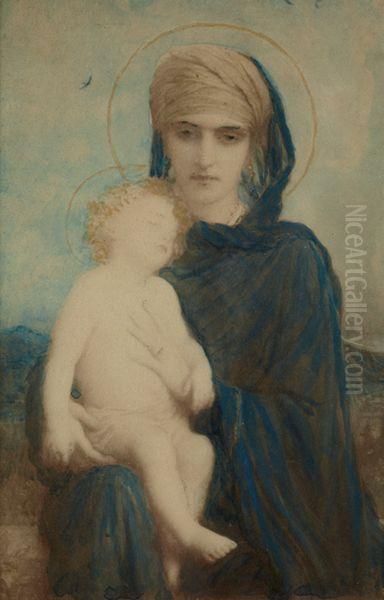 Vierge A L'enfant Oil Painting by Ernest Hebert