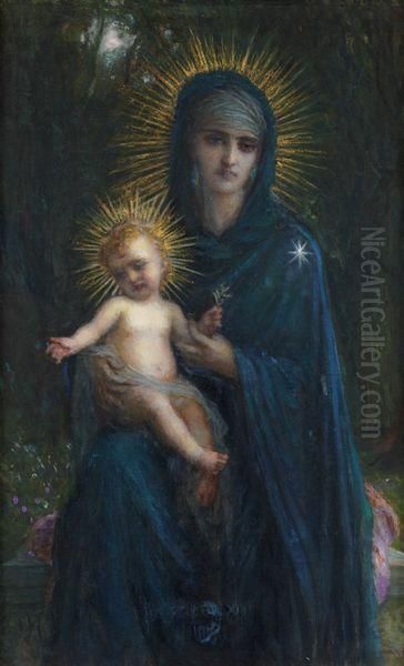 Vierge A L'enfant Oil Painting by Ernest Hebert