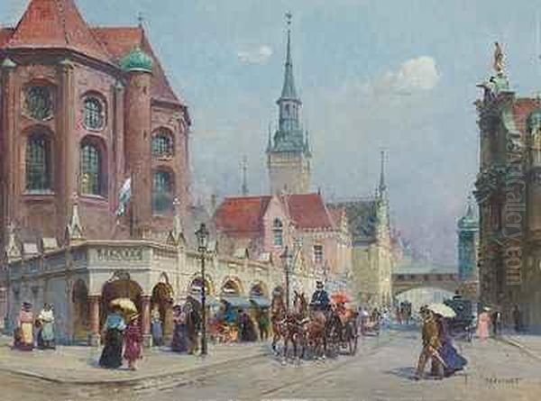 Dame In Einem Ruderboot Am Seeufer Oil Painting by Heinrich Heidner